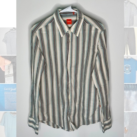 Hugo Boss Brown and Blue Casual Button Down Shirt - Picture 4 of 9